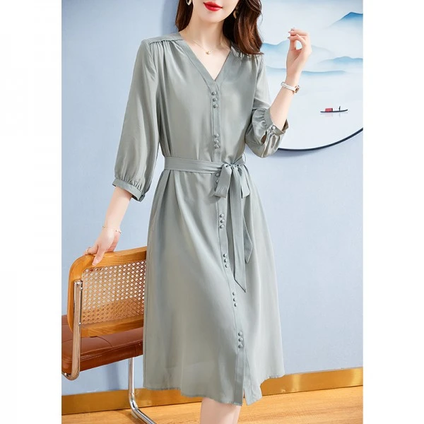 【繁花似锦】百搭气质优雅桑蚕丝连衣裙82393810