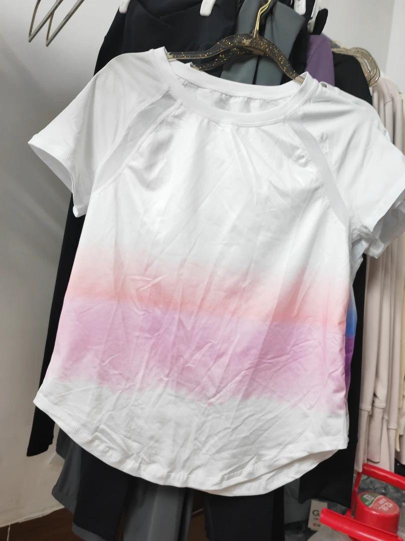 618 特价短袖T恤剪标渐变体桖户外休闲薄款健身颜色随机白搭运动