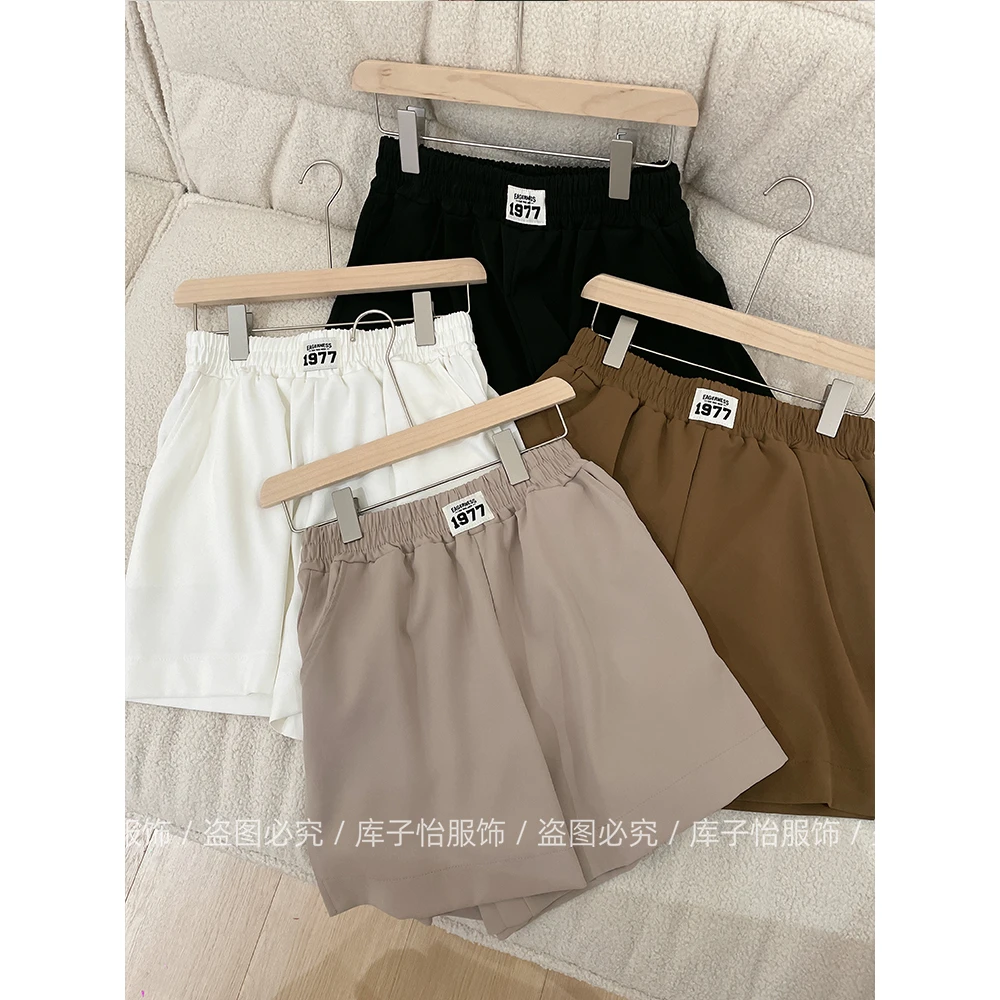 夏季新款休闲百搭女生高腰短裤阔腿裤宽松A字版显瘦女短裤H34202
