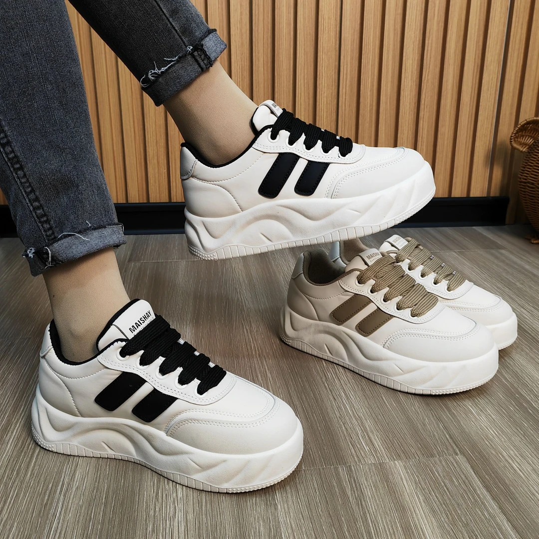 2024春季新款休闲鞋松糕厚底面包鞋软底软面小白鞋板鞋百搭运动鞋