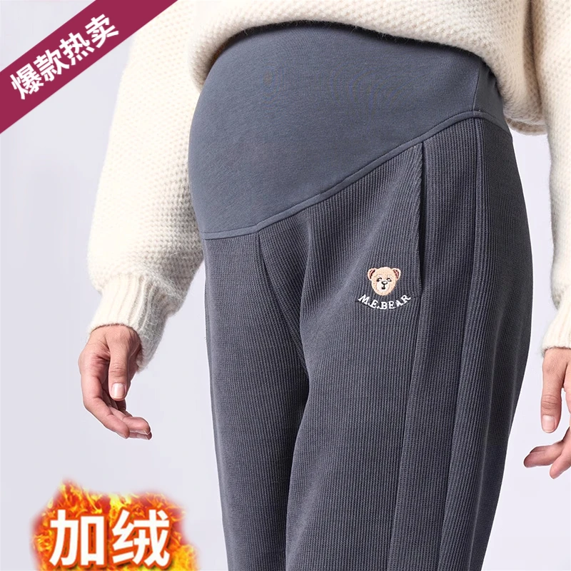 孕妇裤春秋外穿大码托腹孕妈运动裤加绒加厚休闲束脚卫裤长裤冬装