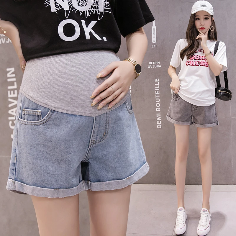 孕妇短裤外穿夏季宽松2025新款夏天阔腿小个子薄款托腹牛仔裤子