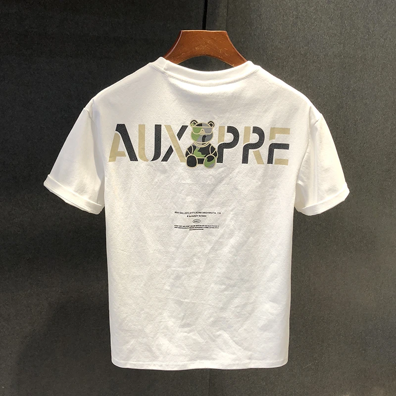 2023夏季新款短袖T恤男士修身潮流潮牌印花圆领时尚体恤衣服男装