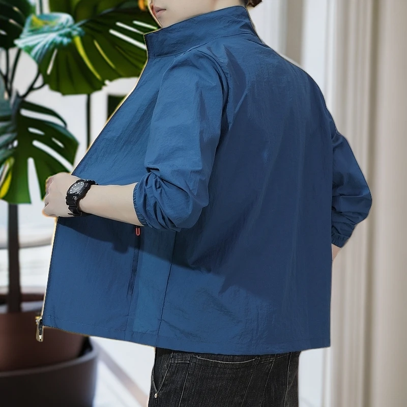 防晒衣男夏季户外运动钓鱼服透气薄款轻薄运动休闲男士立领防晒服