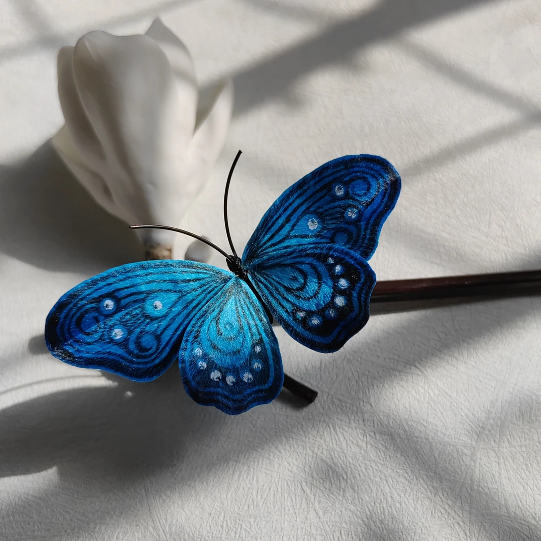 非遗绒花蝴蝶真蚕丝丝线纯手工制作