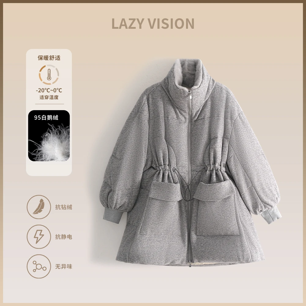 【LAZYVISION】“贵妇系列”95白鹅绒设计感抽绳口袋鹅绒服ZM2-10466