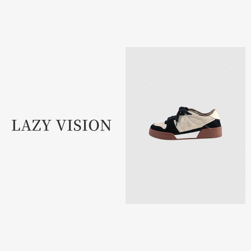 【LAZYVISION】“熊猫鞋”秋季新品复古高级感平底拼色牛皮鞋ZM2-9981