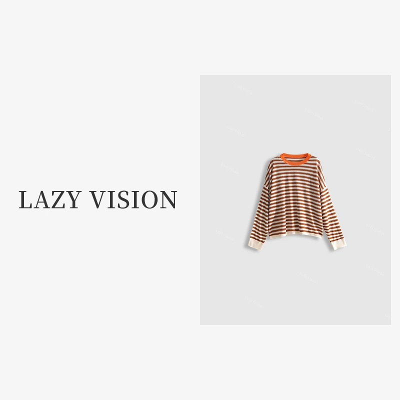LAZYVISION夏季绵羊毛休闲圆领ins条纹防丁达尔穿搭ZMD-18879小小