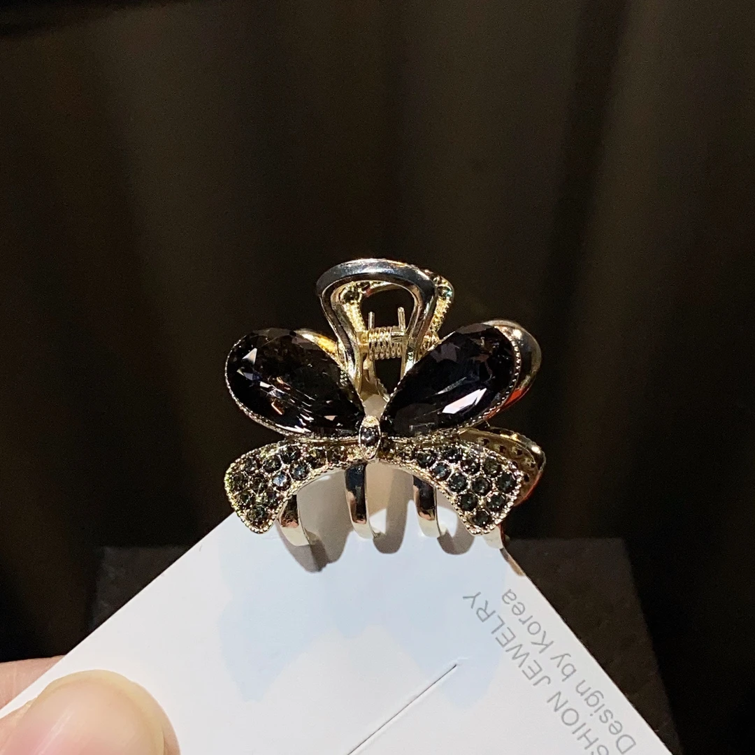合金仿水晶发饰 抓夹发夹小抓夹迷你气质韩版精致可爱猫眼顶夹
