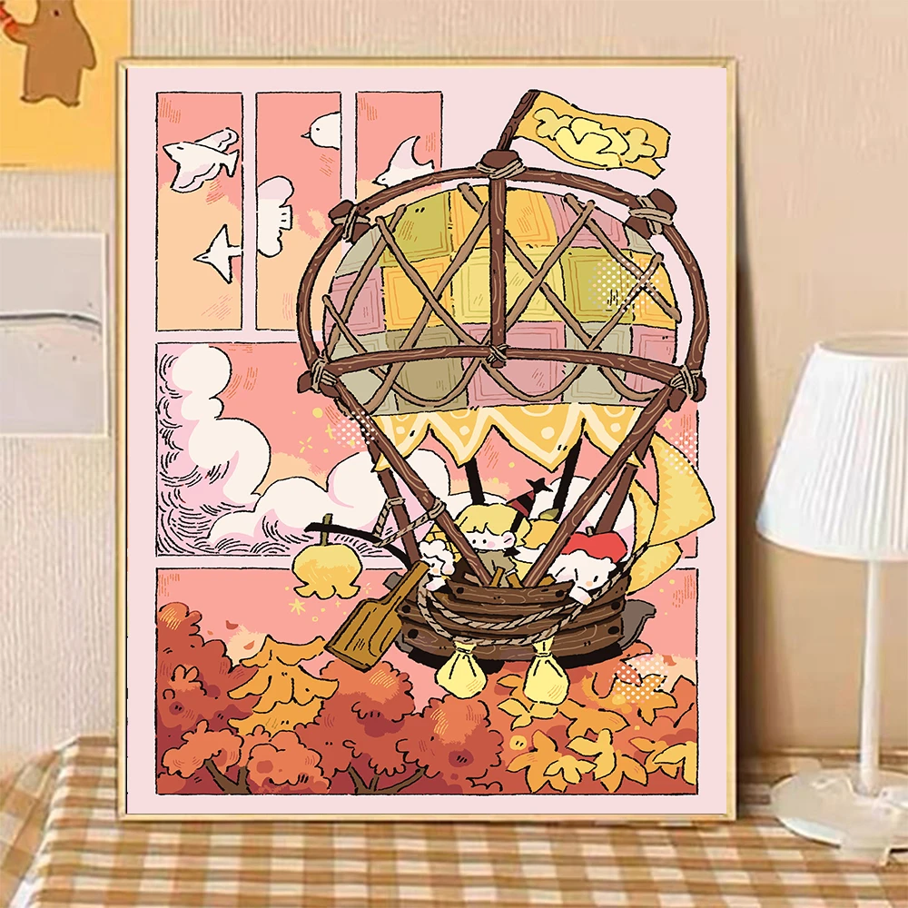 【芝麻豆子茶】 治愈系DIY数字油画松弛感插画师独家丙烯手工装饰画