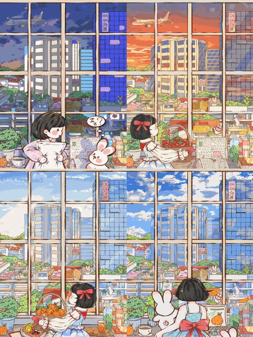 【鱼鱼的一天】治愈系小兔子可爱DIY数字油画丙烯手工装饰画送礼