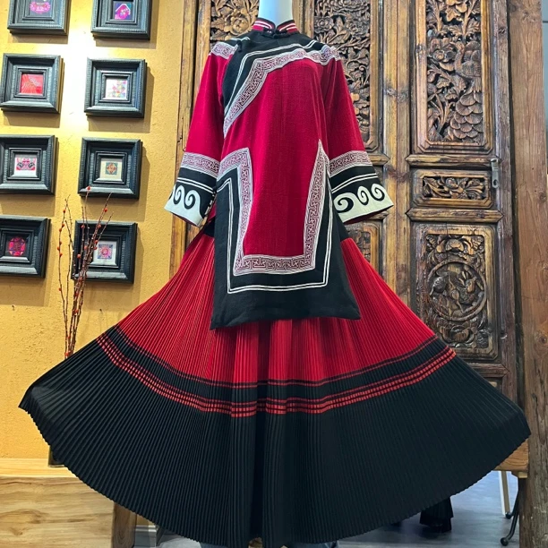 昂卡赛诺民族风彝族服饰时尚潮流休闲套装整套衣服裙子套装