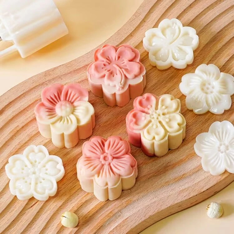 樱花月饼模具手压式绿豆糕磨具冰皮月饼中式点心糕点花朵烘焙家用