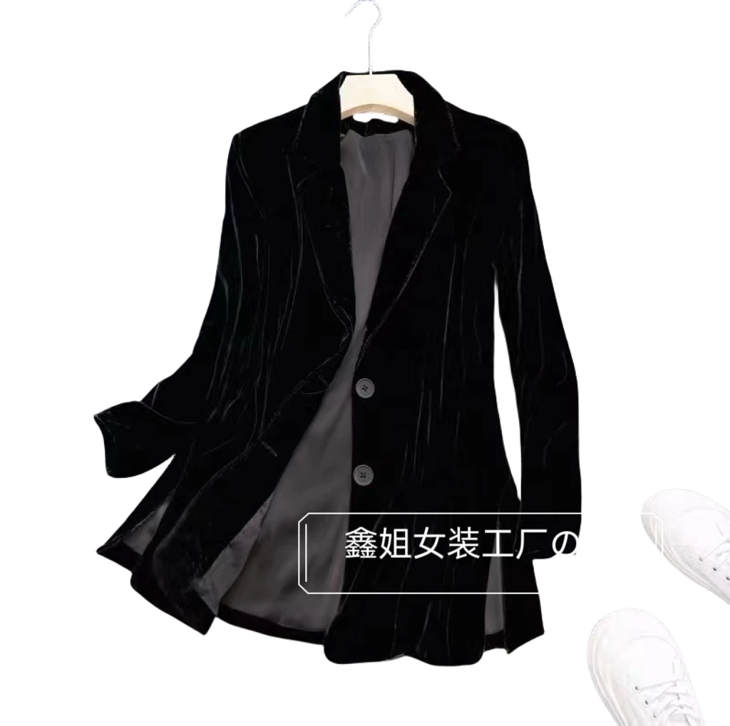 鑫姐➕气质轻奢显瘦遮肉高端宽松丝绒西装外套女2025新款西服