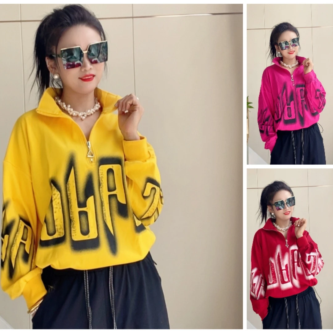 CX秋冬920半开立领拉链下摆抽绳单款卫衣女款