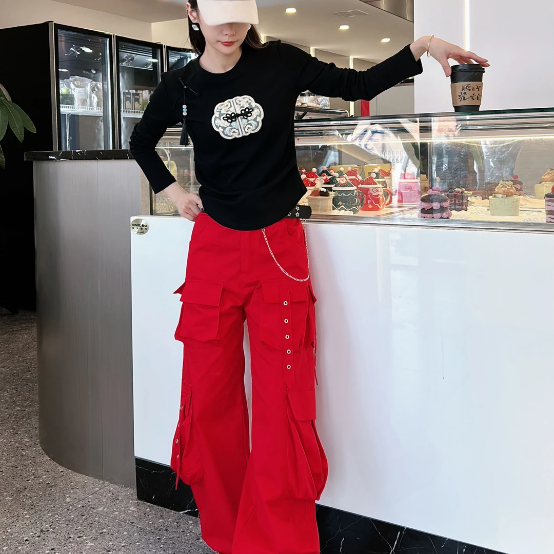 9503国风修身上衣，2578春夏工装裤【送皮带】