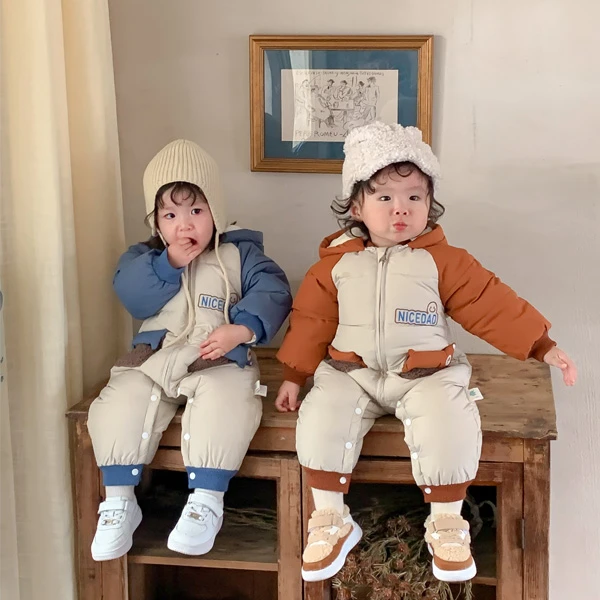 【1107】婴幼儿连体冬季加绒宝宝爬服新生儿外出棉服专属