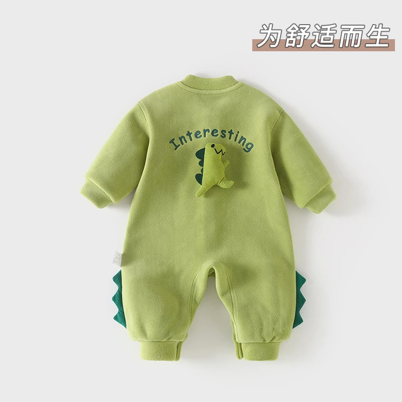 DU贝嘉乐【高定版】秋冬季奥利绒恐龙哈衣无骨宝宝连体衣外出服