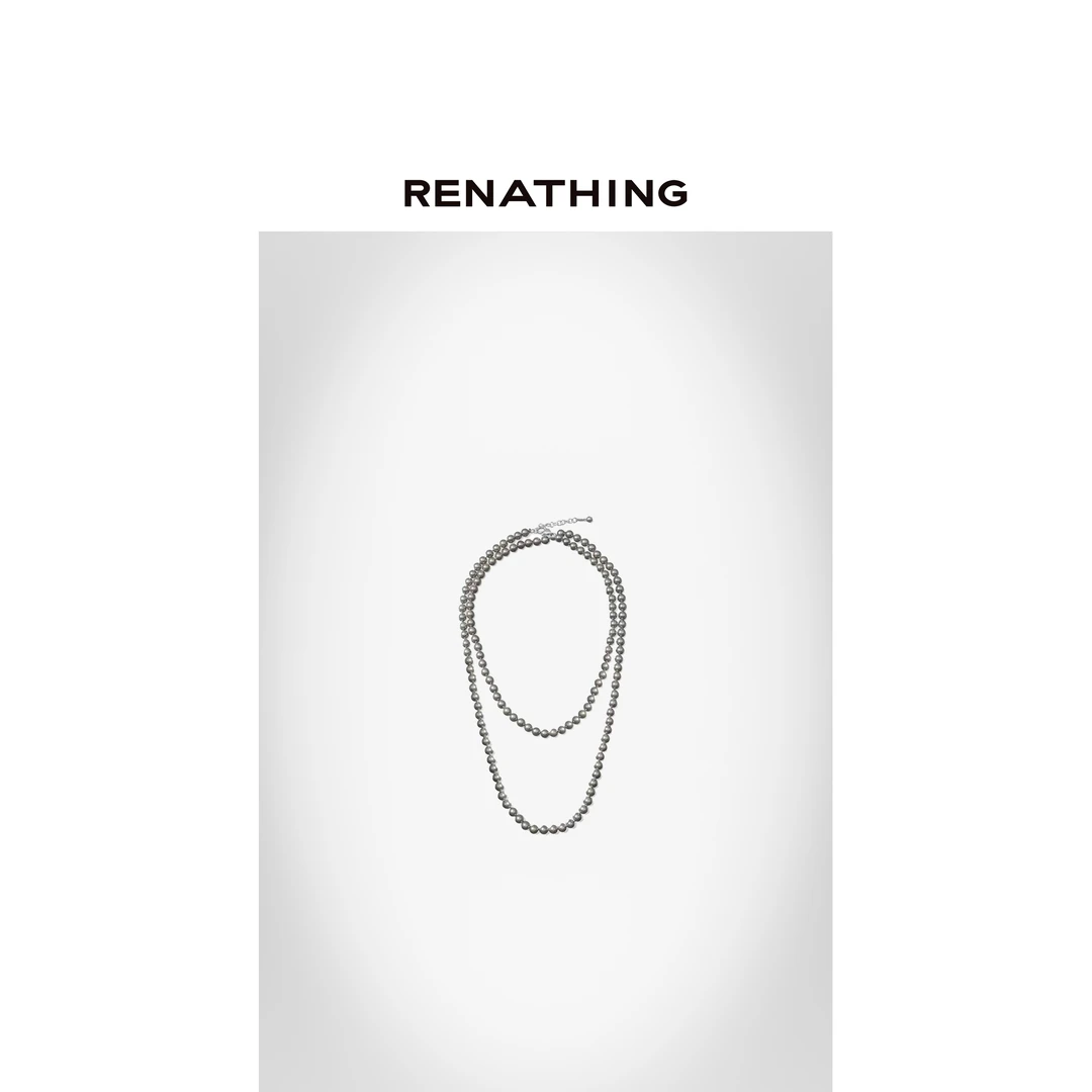 合金仿珍珠项链 【RENATHING】ASCENDER经典复古灰珍珠项链