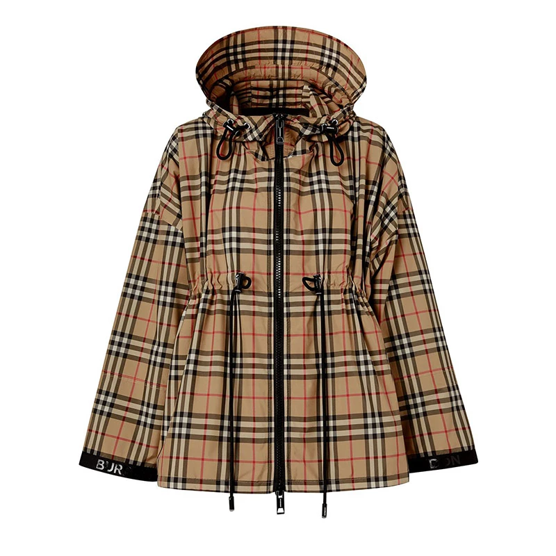 BURBERRY/博柏利巴宝莉女士经典格纹连帽抽绳夹克8032210雅丹风