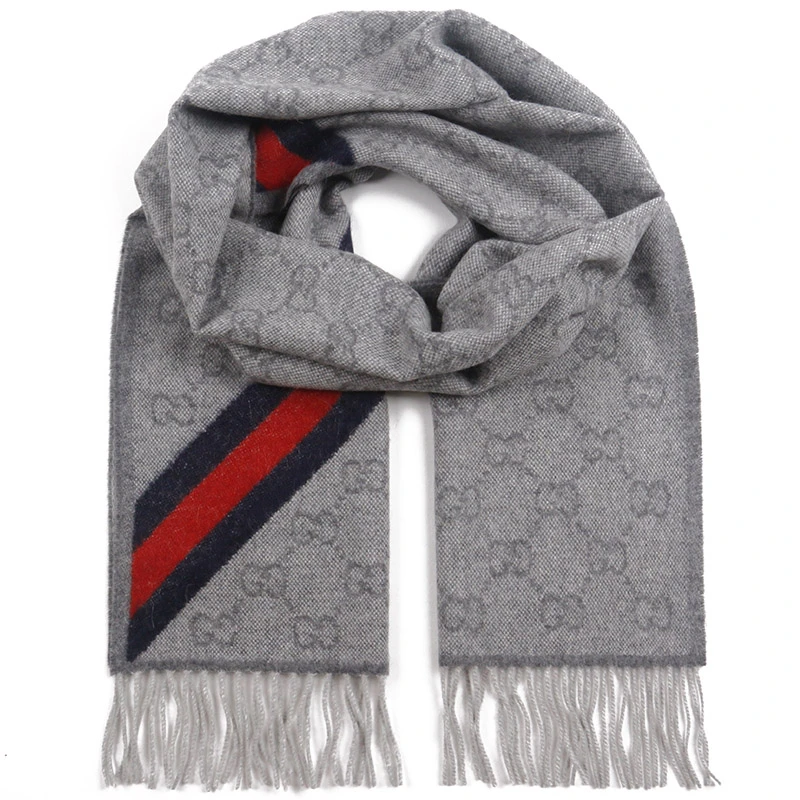 GUCCI/古驰经典双G格子羊毛绒线长款围巾情侣款5706033G2001768