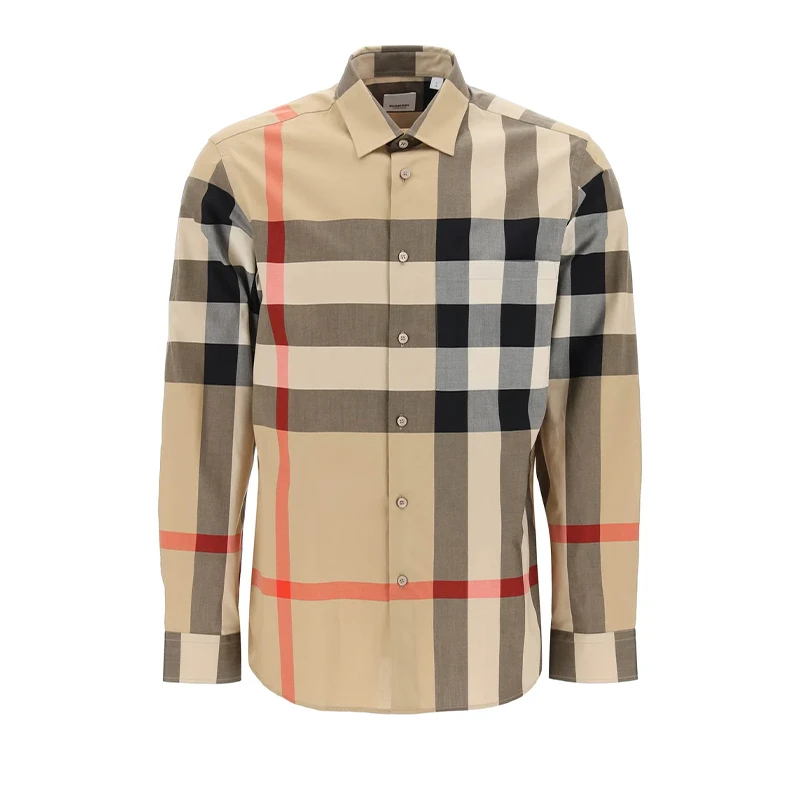 BURBERRY/博柏利巴宝莉秋季男士时尚复古格纹衬衫长袖休闲ol衬衣