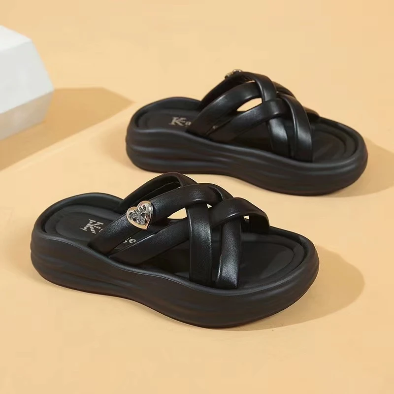 网红时尚百搭夏季厚底外穿防滑时尚增高韩版凉拖鞋XLA-1