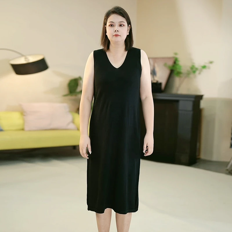 胖mm大码新款加肥加大码毛针织背心显瘦百搭打底无袖毛衣连衣裙