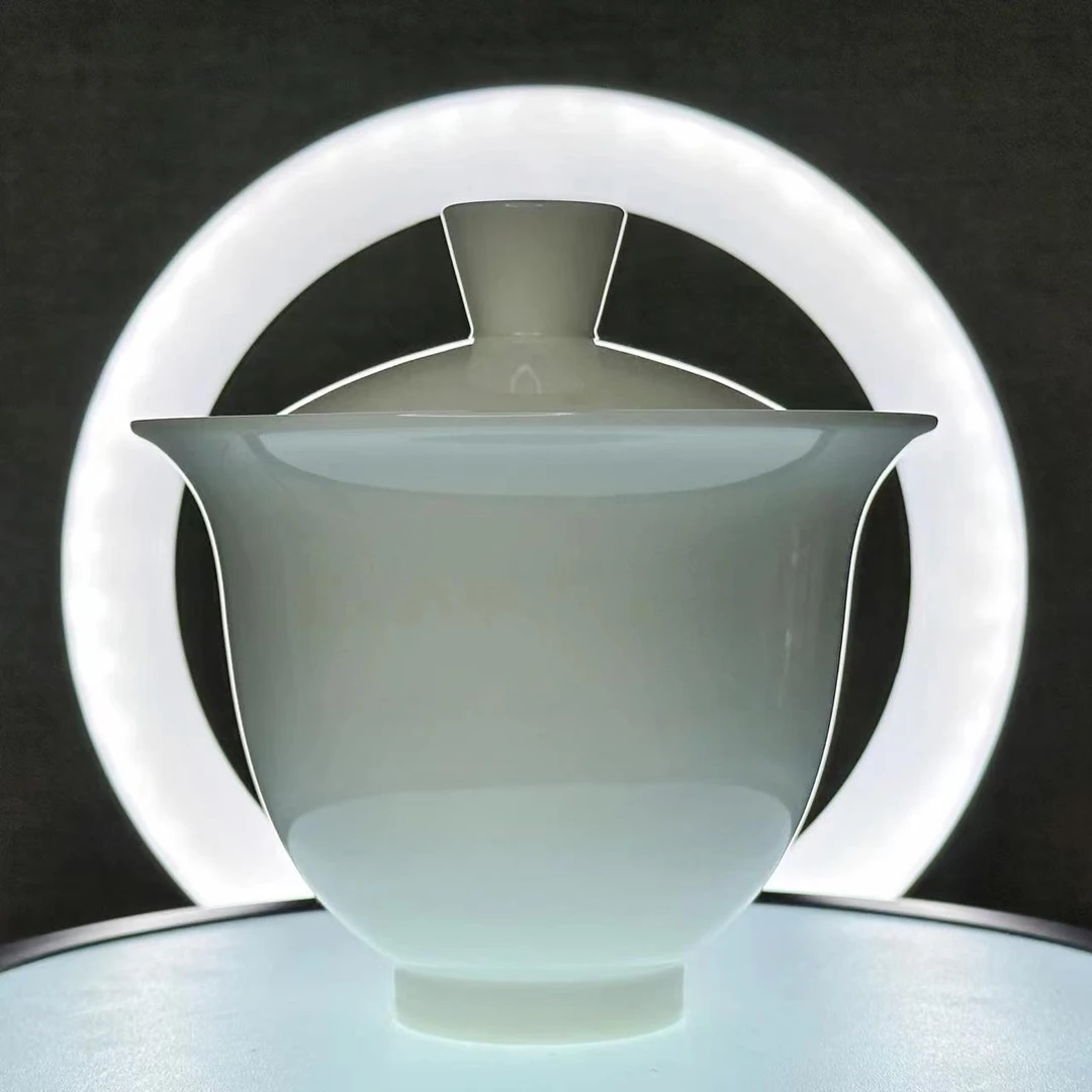 陈旭底款,650cc,德化白盖碗