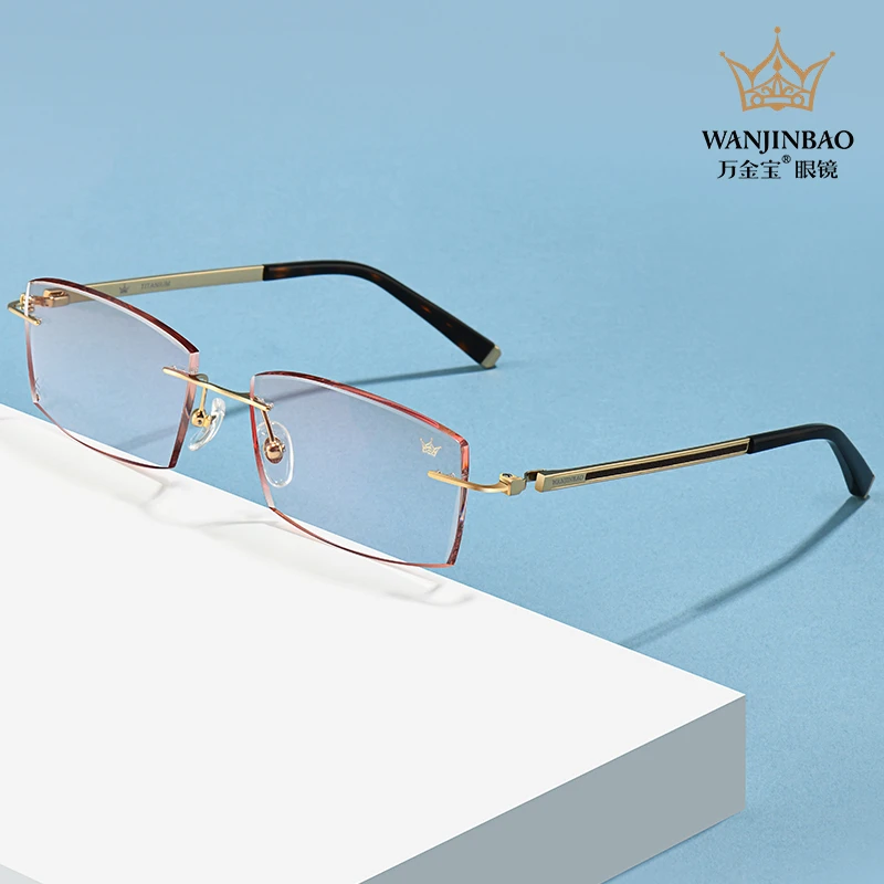 万金宝W2204钻石切边无框眼镜高档时尚轻奢瓦格纳男款近视眼镜