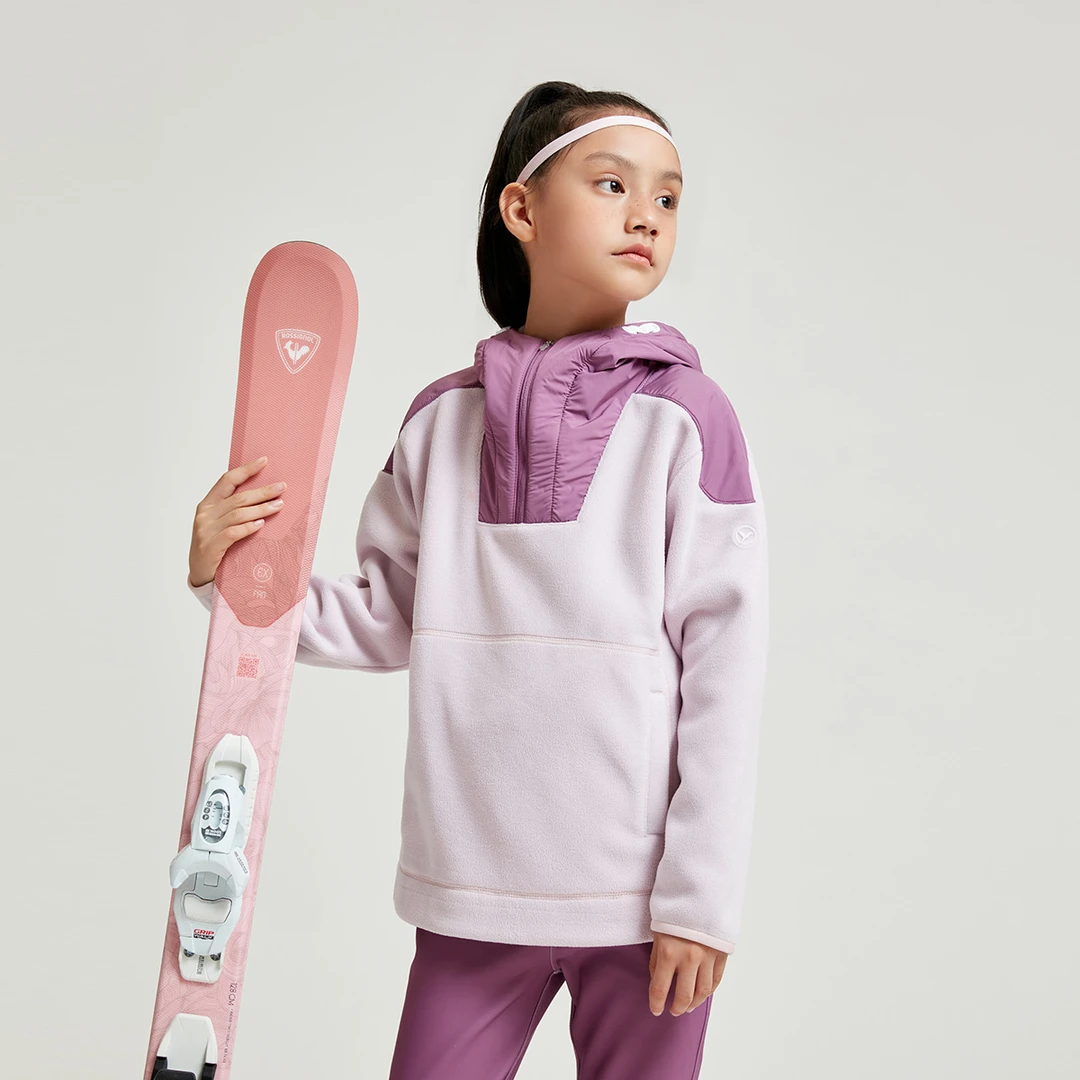 swift女童运动卫衣2025冬新款儿童加绒拼接连帽上衣SW4230197