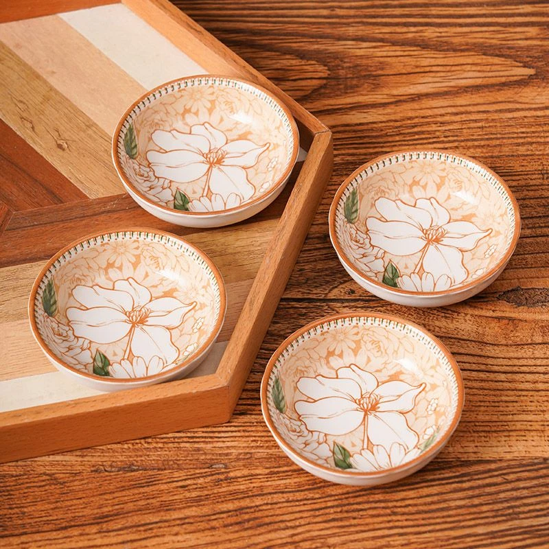 山茶花陶瓷调味碟网红新款蘸料碟家用醋碟小吃菜碟酱油碟小碟子