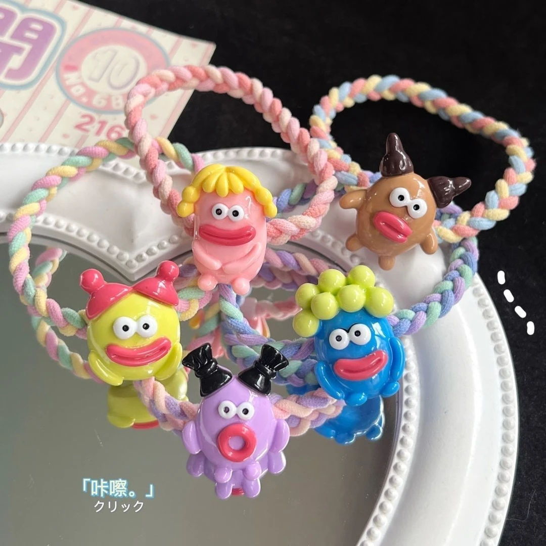 卡通丑娃麻花头绳发圈扎头发皮筋甜美可爱学生彩色少女心搞怪发饰