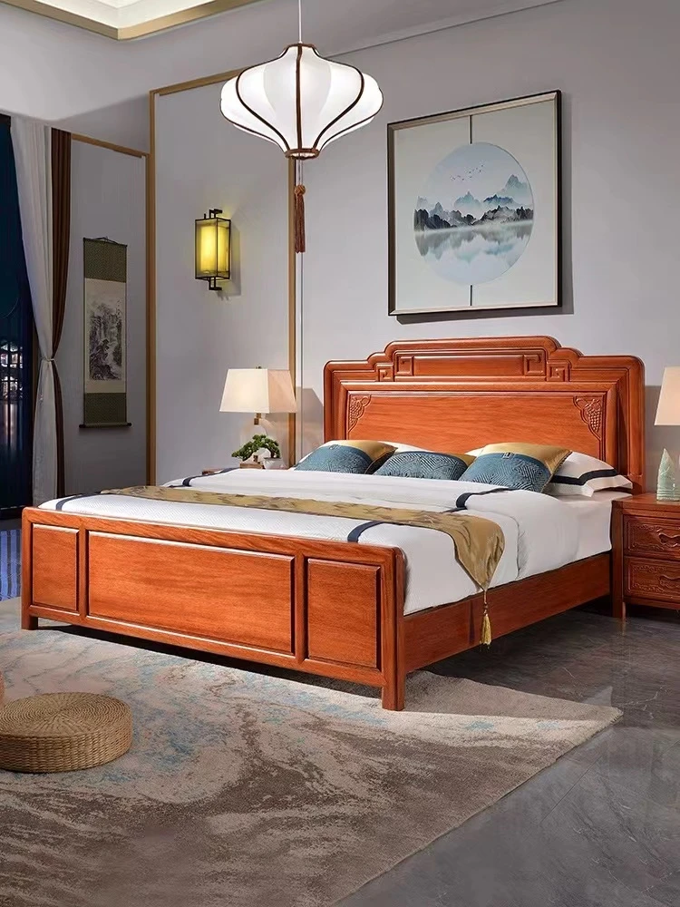 【慕朗】菠萝格木全实木大床中式古典榫卯工艺雕花双人主卧床