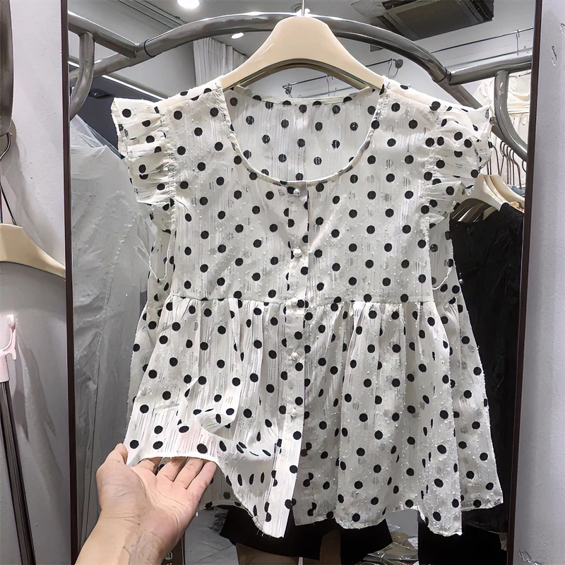 胖mm韩版宽松遮肚娃娃衫女夏漂亮小衫大码气质显瘦法式荷叶边上衣