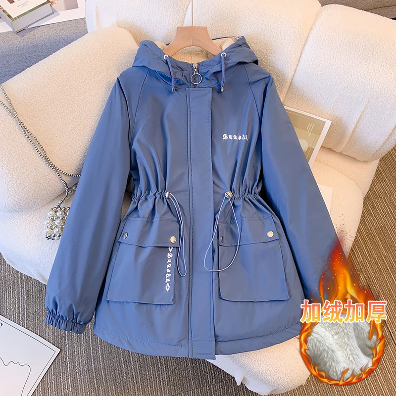 2023冬季新款时尚加绒加厚外套女胖mm洋气派克服韩版休闲百搭棉衣