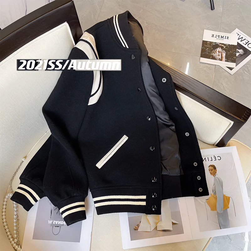 时髦大码高级感黑色夹克外套女秋季新款休闲洋气显瘦胖mm棒球服女