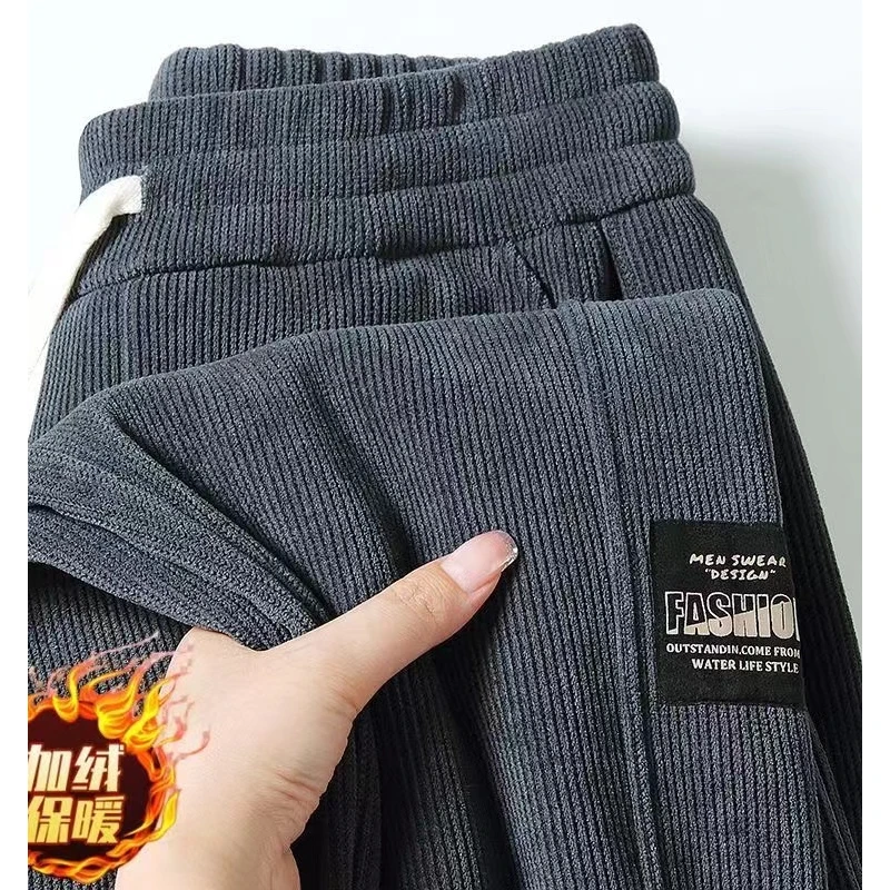 新疆包邮灯芯绒休闲裤男士冬季新款加厚加绒宽松束脚运动裤大码百