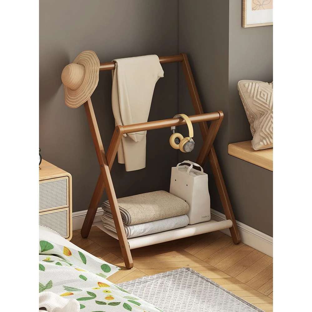 新疆包邮床边挂衣架落地放衣服衣帽架临时搭衣裤架卧室收纳小型折