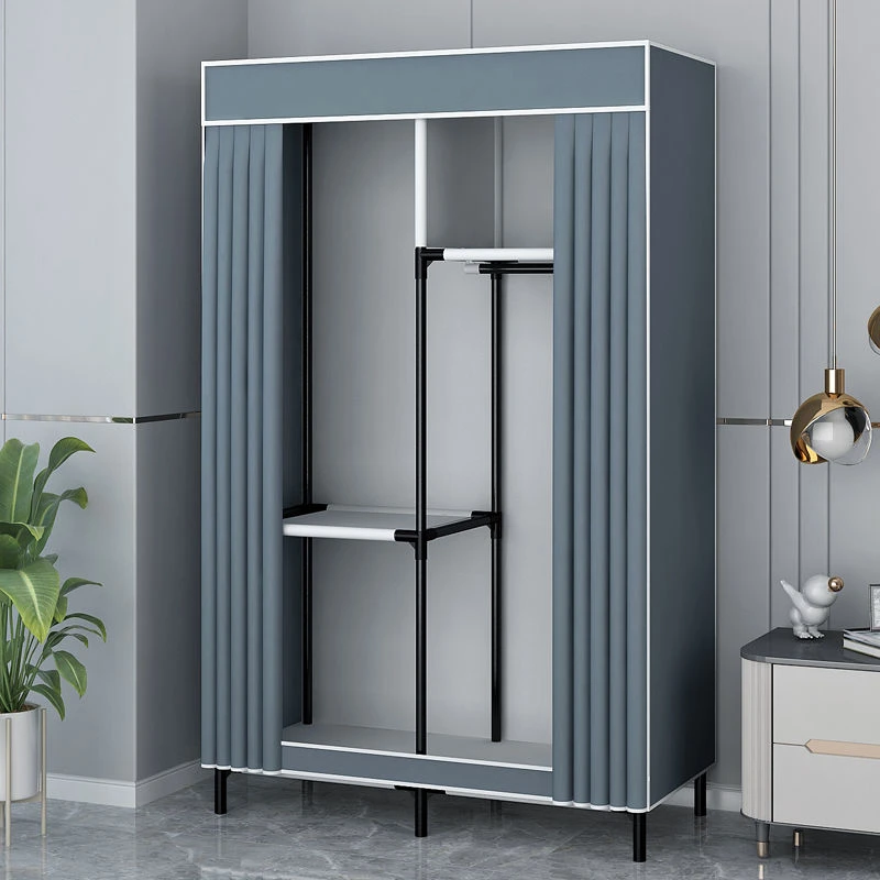 新疆包邮简易衣柜家用卧室全钢架单人宿舍组装布衣柜出租房收纳落