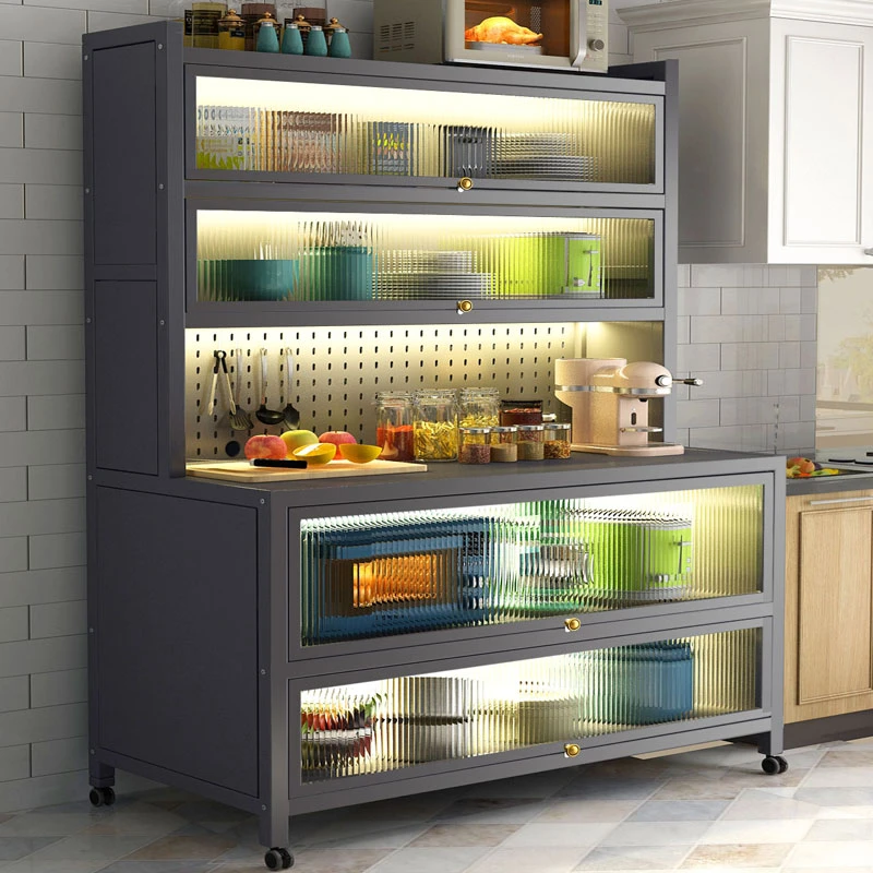 落地橱柜简约储物柜一体轻奢餐边柜收纳柜可移动新中式家用客厅