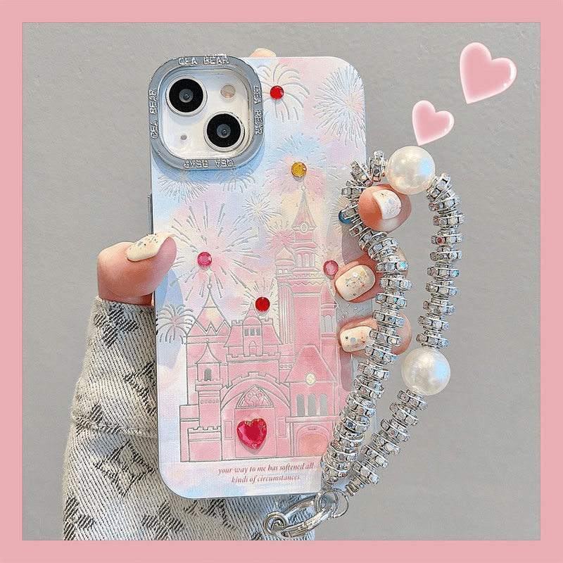ins风苹果15手机壳iPhone14promax少女心城堡烟花13新年12/11挂绳