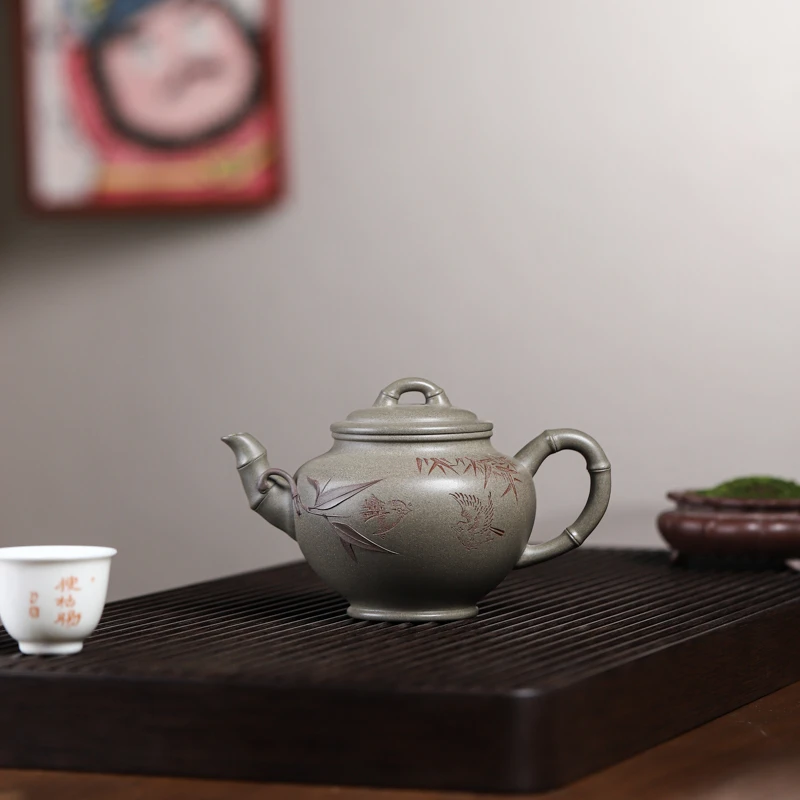 百世堂宜兴原矿紫砂青灰段泥宫灯壶240cc