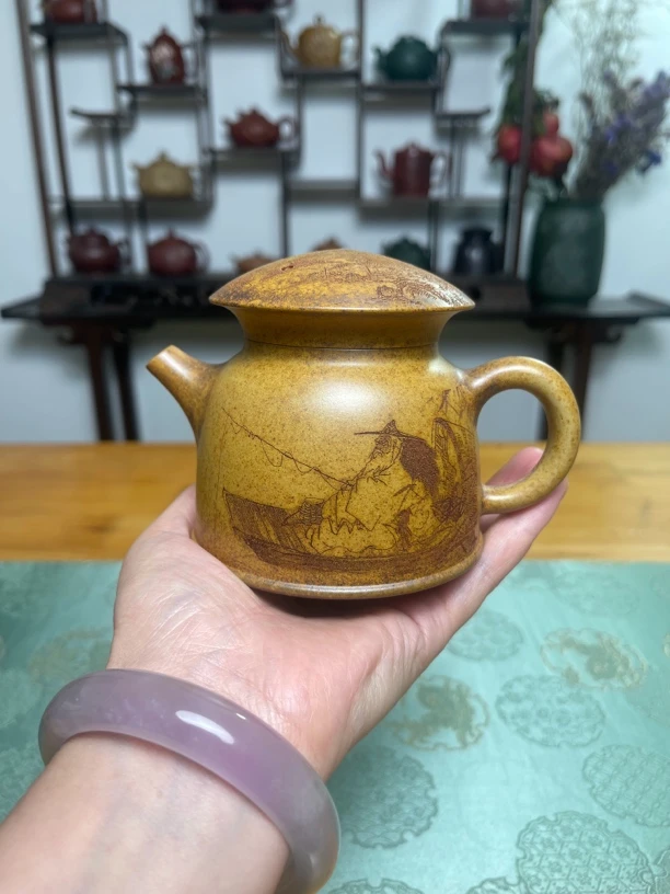 百世堂紫砂宜兴原矿段泥高温烧姜太公钓鱼壶鱼翁壶200c草帽壶