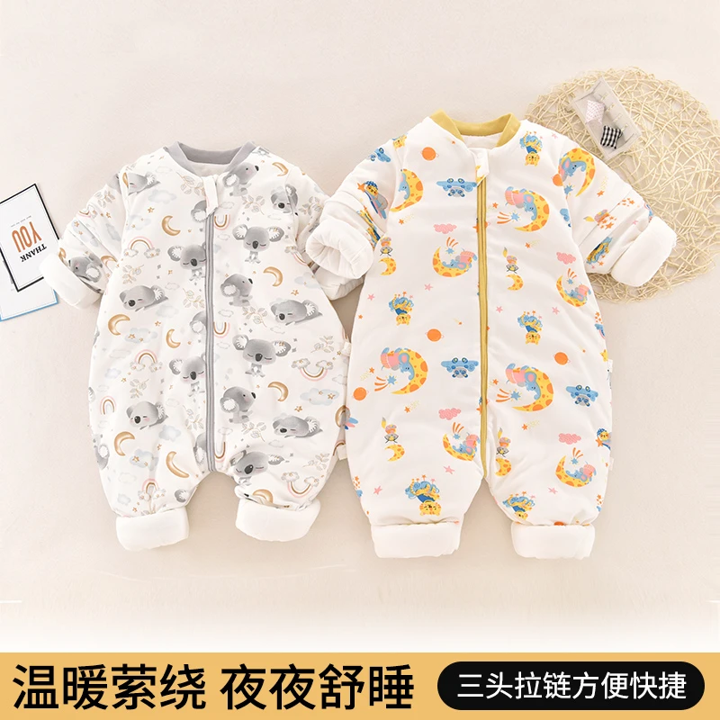 婴儿睡袋宝宝春秋夹棉婴儿睡袋秋冬中厚防踢被儿童睡袋0-宝宝睡袋