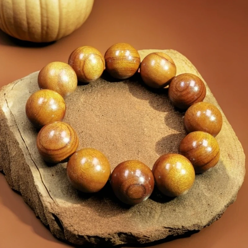 A417黑油玉化桃木卡2.0圆珠单圈手串