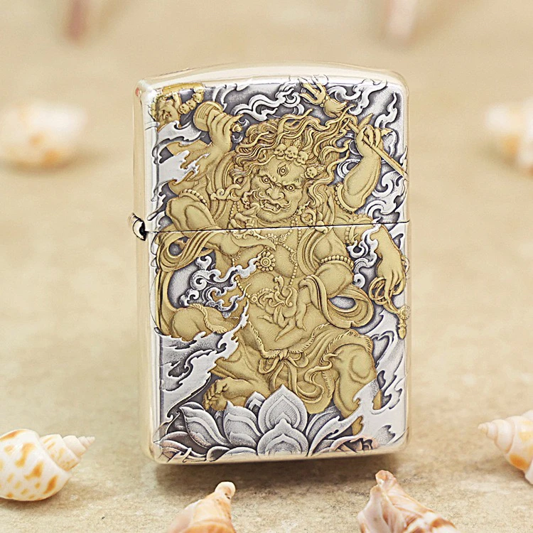 ZIPPO打火机 镀银鎏金大黑天 162盔甲煤油打火机 DYJ1