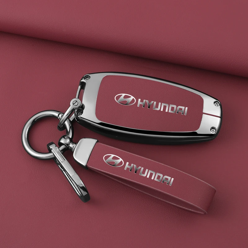 适用现代朗动车钥匙套名图ix35TUCSON领动伊兰特ix25悦动真皮壳扣