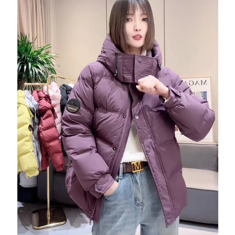 2024年秋冬季新款韩版时尚宽松加厚连帽棉服百搭小个子纯色棉衣潮