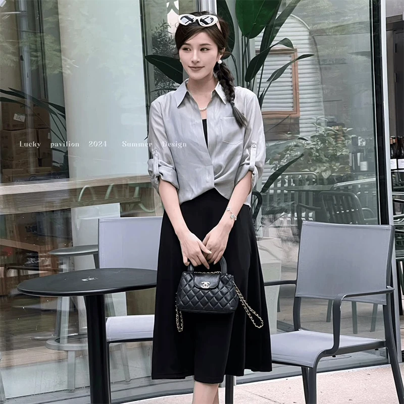轻薄衬衫吊带裙两件套2026夏季新款上班族通勤风女装慵懒时尚套装